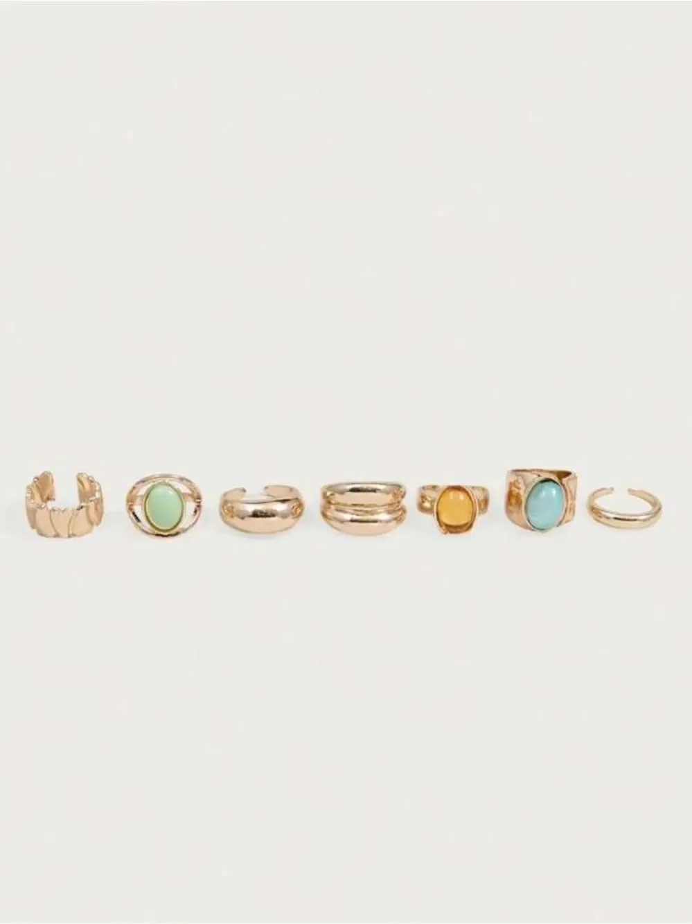 Gold  Statement Rings with Green and Orange Gemstones R800